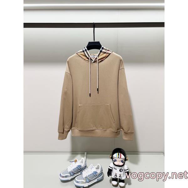 BURBERRYクラシックシンプルブランドエレメントチェック柄布パッチワークキャップパーカー