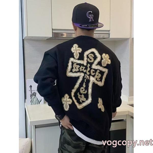 CHROME HEARTS25 SS新作ジャカードゆったりワイド版秋冬ニット長袖プルオーバーセーター男女同型