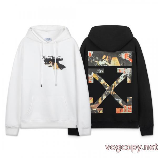 off white 25 ss新型フィギュア矢印460 gゆったり版フードパーカー