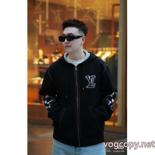 LOUIS VUITTON高定番ジャカード連帽ニットコート