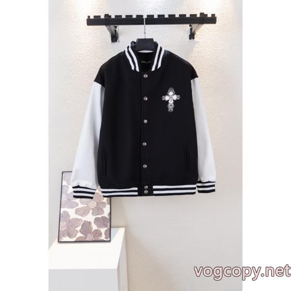CHROME HEARTS男女カップルの重ポンドウール刺繍野球服ジャケット