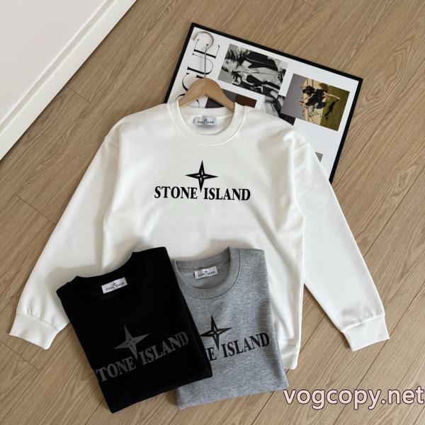 STONE ISLANDストーンアイランドロゴプリントラウンドネック長袖パーカー