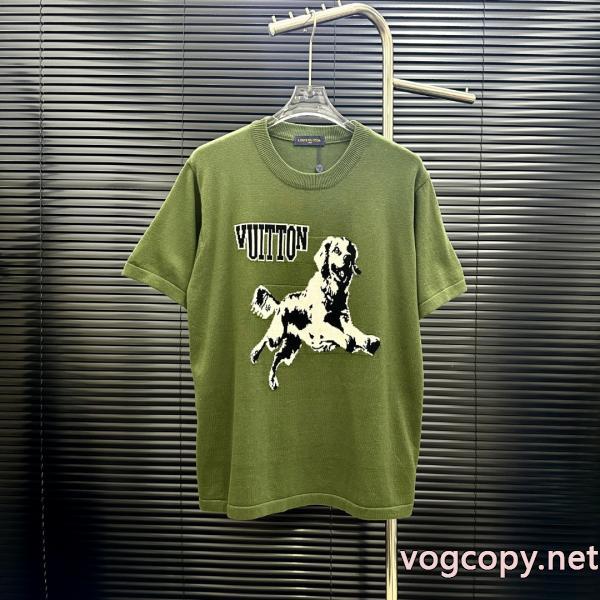 LVルイヴィトンアニマルモチーフ犬刺繍ニット半袖