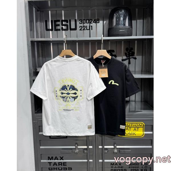 EVISUホームフラワー柄半袖Tシャツ男女同型