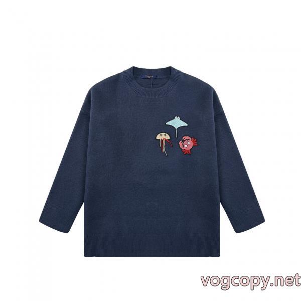 Louis Vuitton冬季限定海洋動物シート刺繍ラウンドネックセーター
