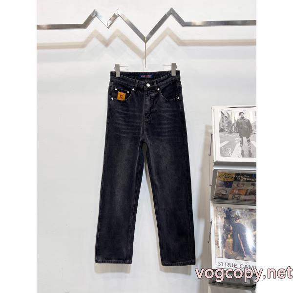 LOUIS VUITTON2026新型レトロ仕立て旧水洗ポケット刺繍アルファベットカップルモデルストレートジーンズ