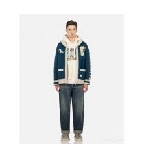 Evisu-福神智アルファベットフェイスブックニットカーディガンジップコート