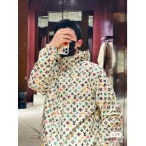 LOUIS VUITTON-lv連名老花彩色連帽突撃コート