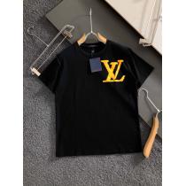 LOUIS VUITTON最新コットンオフセットブラックねじ付き半袖Tシャツ