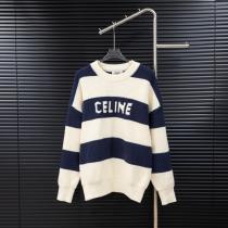 CELINEスプライスストライプロングセーター