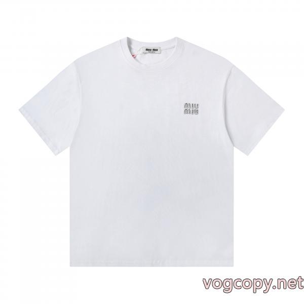 高級品 最新話題沸騰中 お洒落に魅せるMIUMIU半袖Tシャツブランド 通販