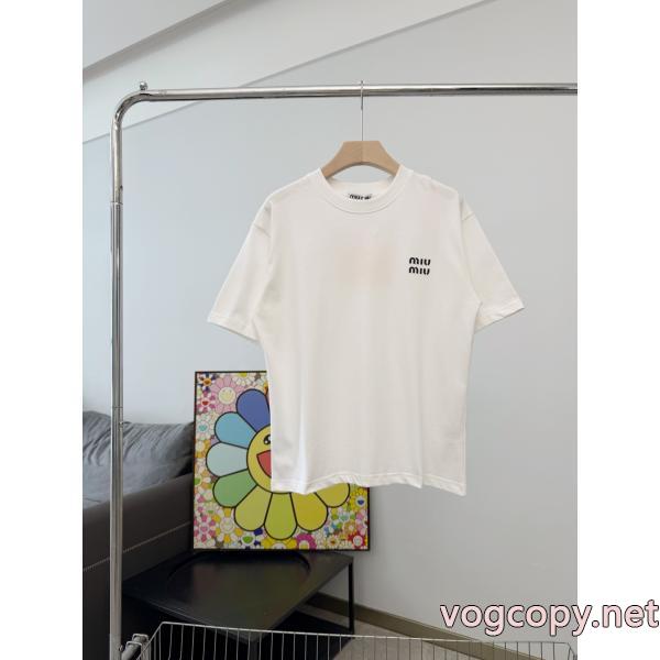 ミュウミュウ偽 ブランド 販売26新作限定版プリント 2026新作大注目 大胆なチェックの人気トレンド短袖.