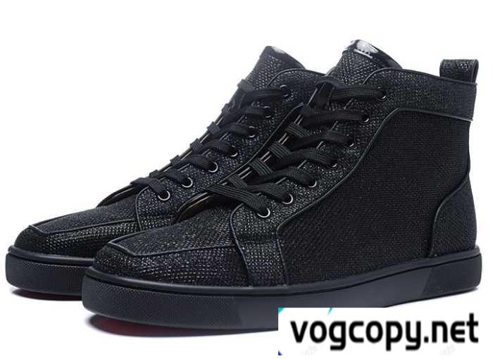 最高級品質のクリスチャンルブタン偽物CHRISTIAN LOUBOUTINスニーカーハイカットブラックメンズシューズ人気ファッション靴
