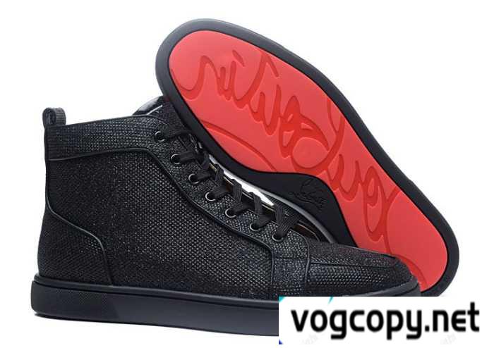 最高級品質のクリスチャンルブタン偽物CHRISTIAN LOUBOUTINスニーカーハイカットブラックメンズシューズ人気ファッション靴