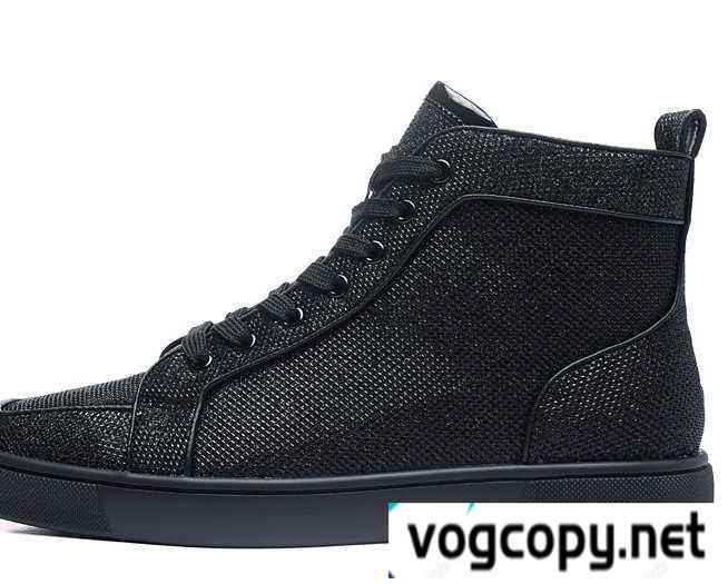 最高級品質のクリスチャンルブタン偽物CHRISTIAN LOUBOUTINスニーカーハイカットブラックメンズシューズ人気ファッション靴