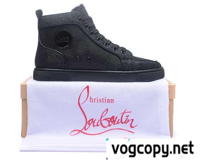 最高級品質のクリスチャンルブタン偽物CHRISTIAN LOUBOUTINスニーカーハイカットブラックメンズシューズ人気ファッション靴