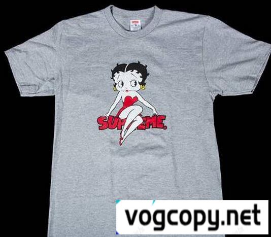 満点　シュプリーム ベティブープ　耐久性に溢れるＴシャツ　グレー.