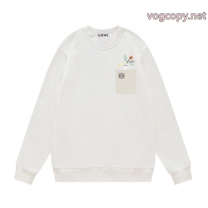Loeweプリントフェイクポケット+フラワー柄LOGOプリントパーカー男女同型_0_0