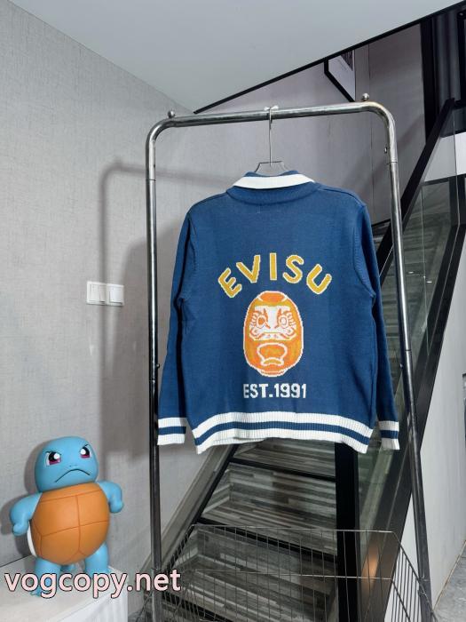 Evisu-福神智アルファベットフェイスブックニットカーディガンジップコート_0_0