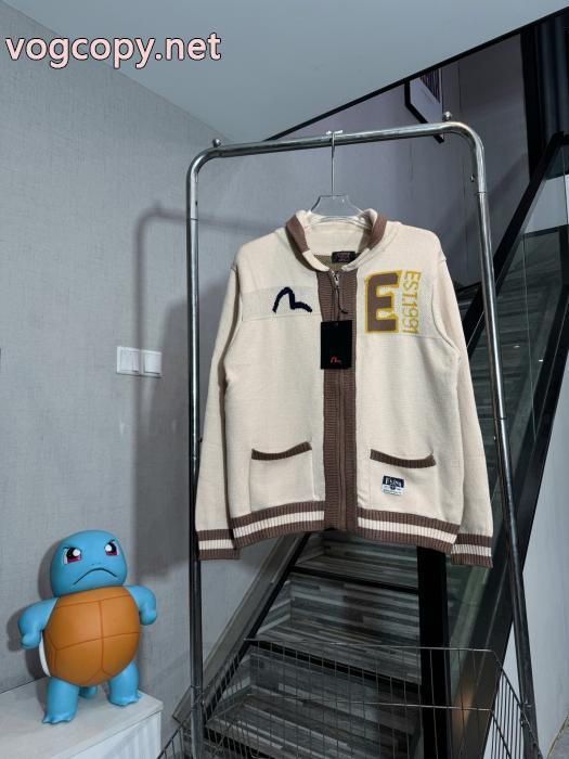 Evisu-福神智アルファベットフェイスブックニットカーディガンジップコート_0_2