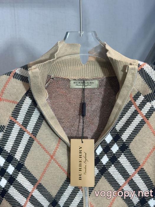 BURBERRY-バーバリー定番チェックストライプウールカーディガンコート_0_0