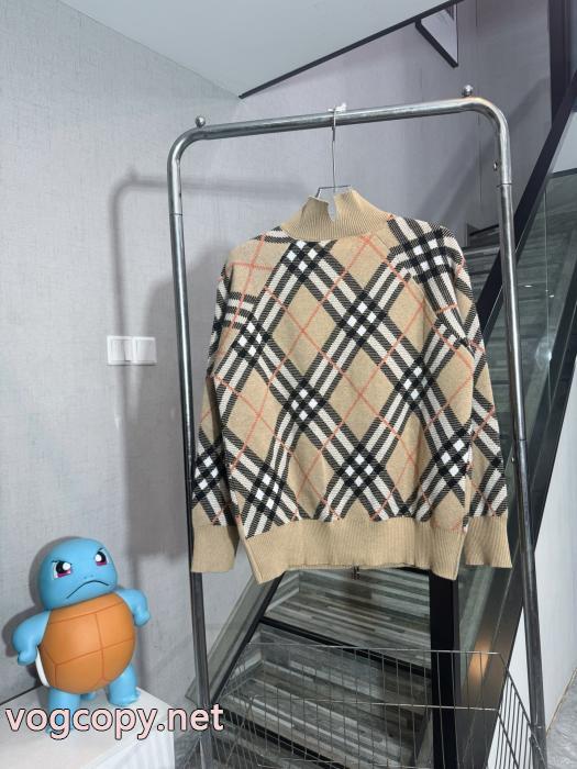 BURBERRY-バーバリー定番チェックストライプウールカーディガンコート_0_1