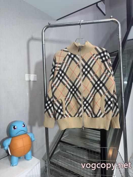 BURBERRY-バーバリー定番チェックストライプウールカーディガンコート_0_2