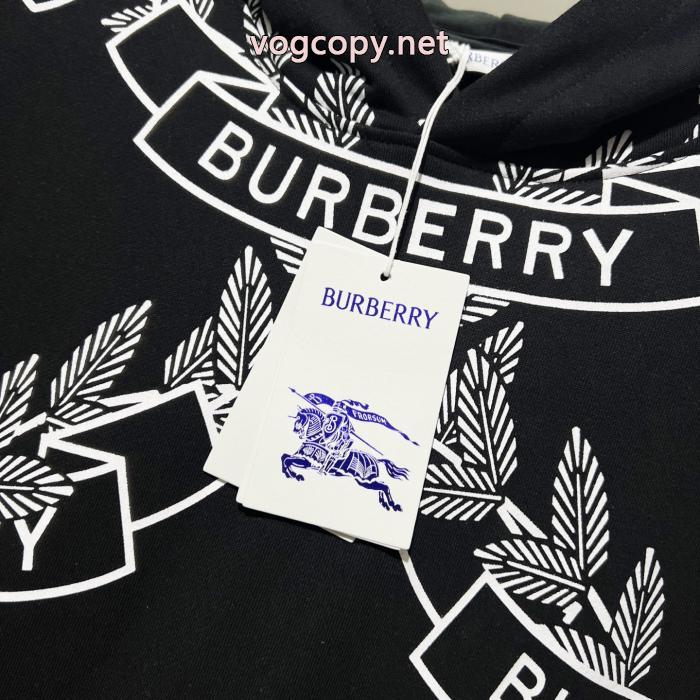 BURBERRYの定番ブランド麦の穂のアルファベットLOGOがプリントキャップにまみれているパーカー_0_0