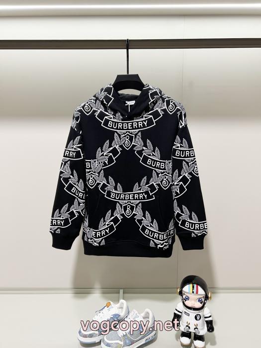 BURBERRYの定番ブランド麦の穂のアルファベットLOGOがプリントキャップにまみれているパーカー_0_2