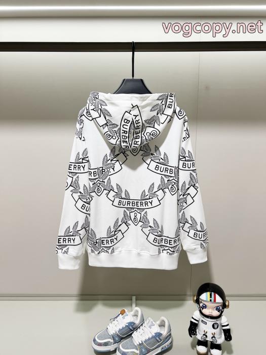 BURBERRYの定番ブランド麦の穂のアルファベットLOGOがプリントキャップにまみれているパーカー_0_4