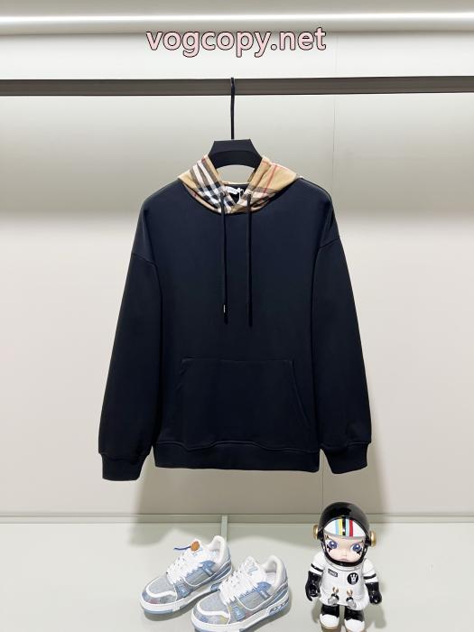 BURBERRYクラシックシンプルブランドエレメントチェック柄布パッチワークキャップパーカー_0_1