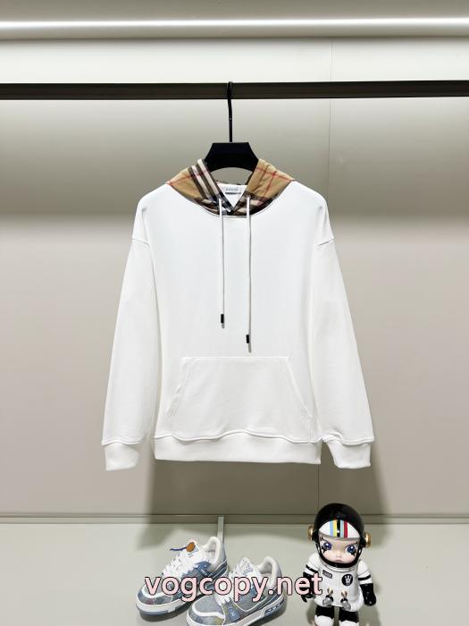 BURBERRYクラシックシンプルブランドエレメントチェック柄布パッチワークキャップパーカー_0_2