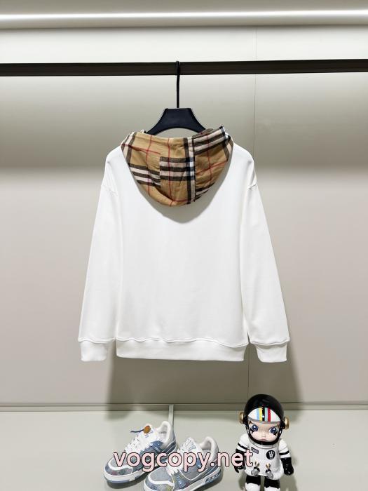 BURBERRYクラシックシンプルブランドエレメントチェック柄布パッチワークキャップパーカー_0_3