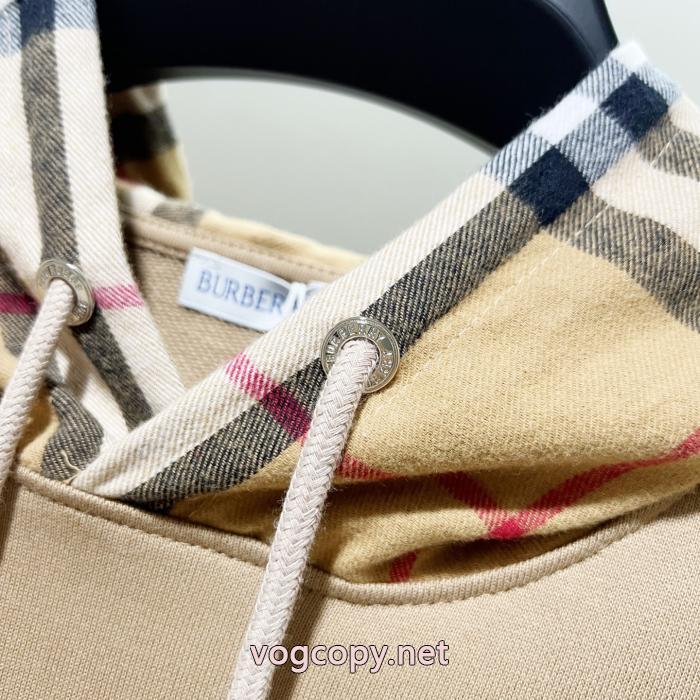 BURBERRYクラシックシンプルブランドエレメントチェック柄布パッチワークキャップパーカー_0_4