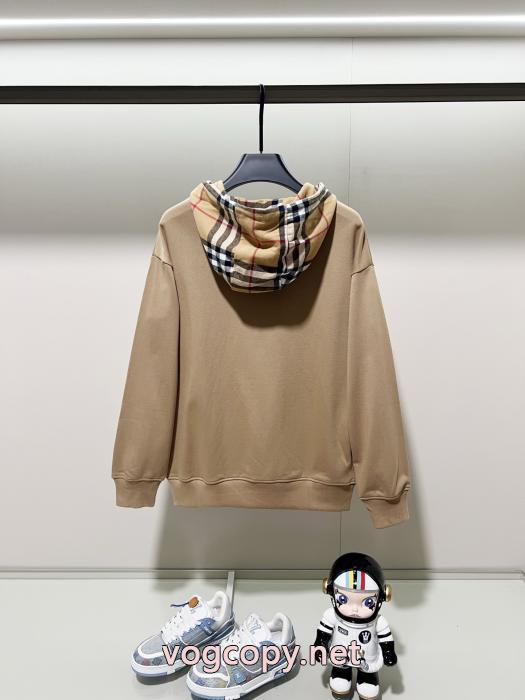 BURBERRYクラシックシンプルブランドエレメントチェック柄布パッチワークキャップパーカー_0_5