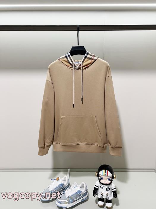 BURBERRYクラシックシンプルブランドエレメントチェック柄布パッチワークキャップパーカー_0_6