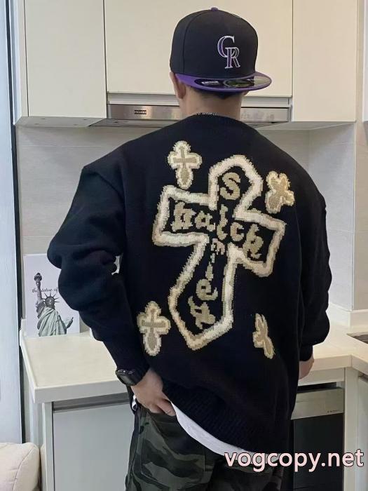 CHROME HEARTS25 SS新作ジャカードゆったりワイド版秋冬ニット長袖プルオーバーセーター男女同型_0_2