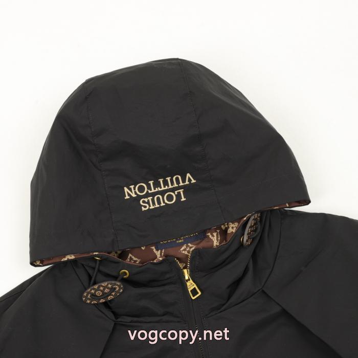 Louis Vuittonオールドフラワーフルプリントパッチワークパーカージップコート_2_4