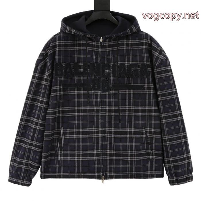 Balenciagaチェックシールアルファベットジッパーコート_0_1