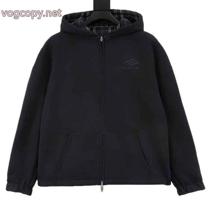Balenciagaチェックシールアルファベットジッパーコート_0_3