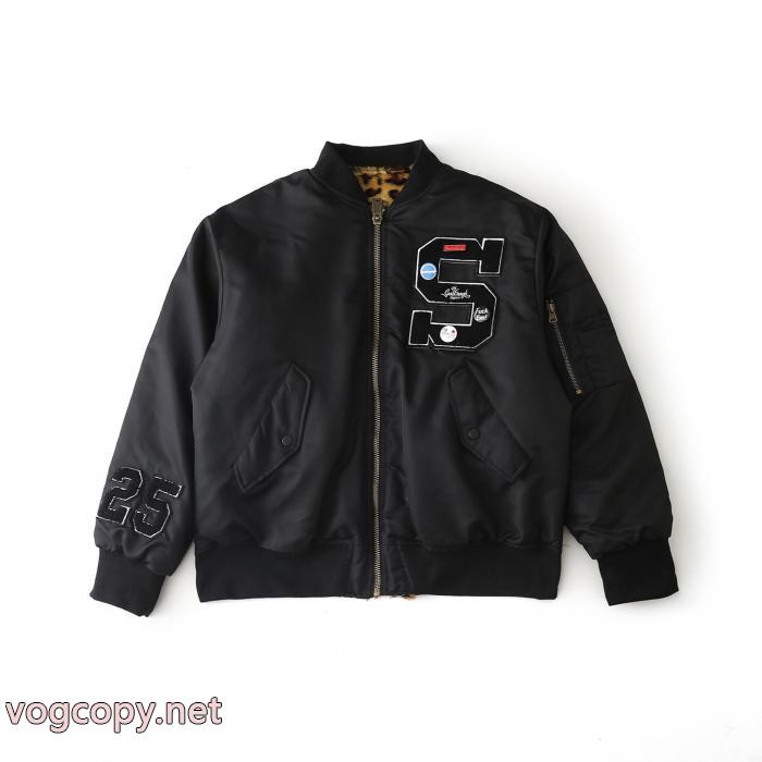 Supremeアップリケロゴ柄ジッパー開閉長袖ジャケット男女同型_0_1