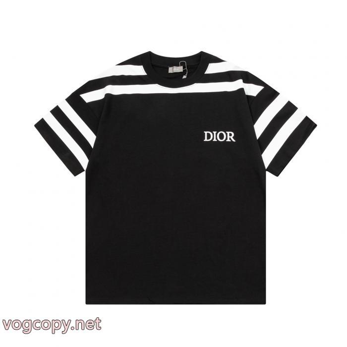 DIOR47アルファベットストライプパッチワークプリント半袖Tシャツ_0_1