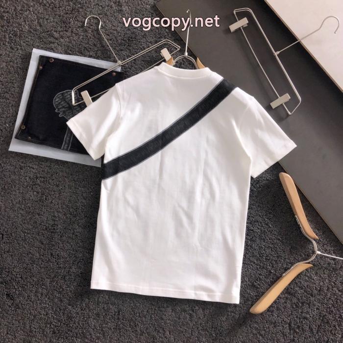 Diorのロゴ入り斜め掛け鞍バッグプリントデザインゆったり白Tシャツ_0_1