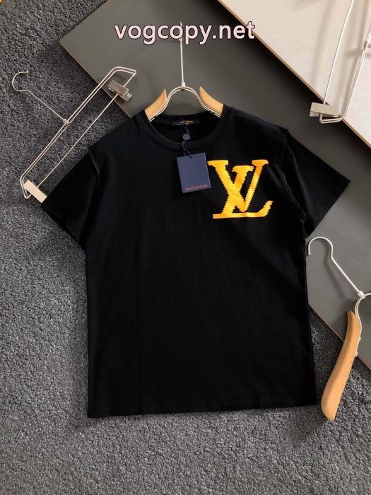 LOUIS VUITTON最新コットンオフセットブラックねじ付き半袖Tシャツ_0_0