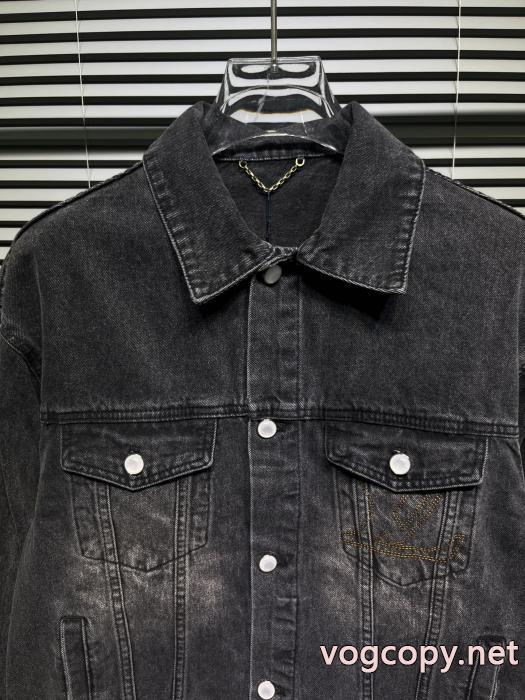 LOUIS VUITTON砂洗いタンニン刺繍明糸デニムコート_0_3