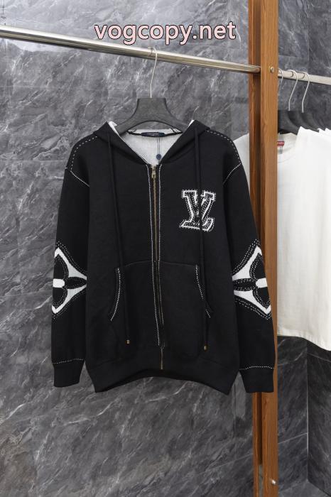LOUIS VUITTON高定番ジャカード連帽ニットコート_0_0