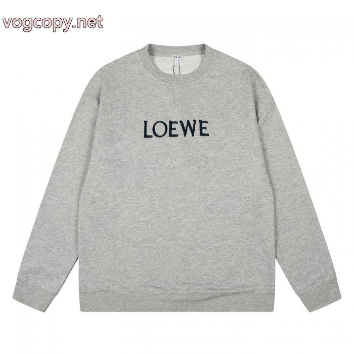 Loewe高品質センターアルファベット刺繍ラウンドネックパーカー_0_5
