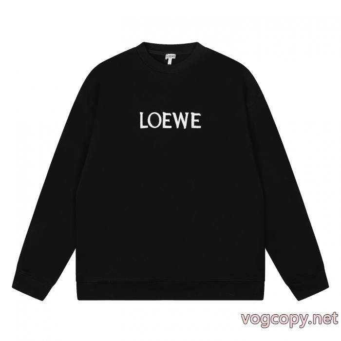Loewe高品質センターアルファベット刺繍ラウンドネックパーカー_0_6