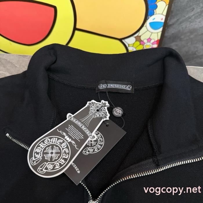 CHROME HEARTSサンスクリット文字刺繍ハーフジップチェーンヘッドパーカー_0_2