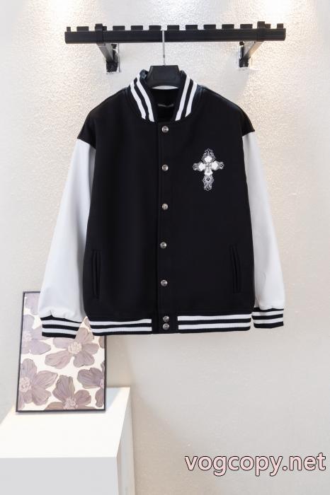 CHROME HEARTS男女カップルの重ポンドウール刺繍野球服ジャケット_0_0